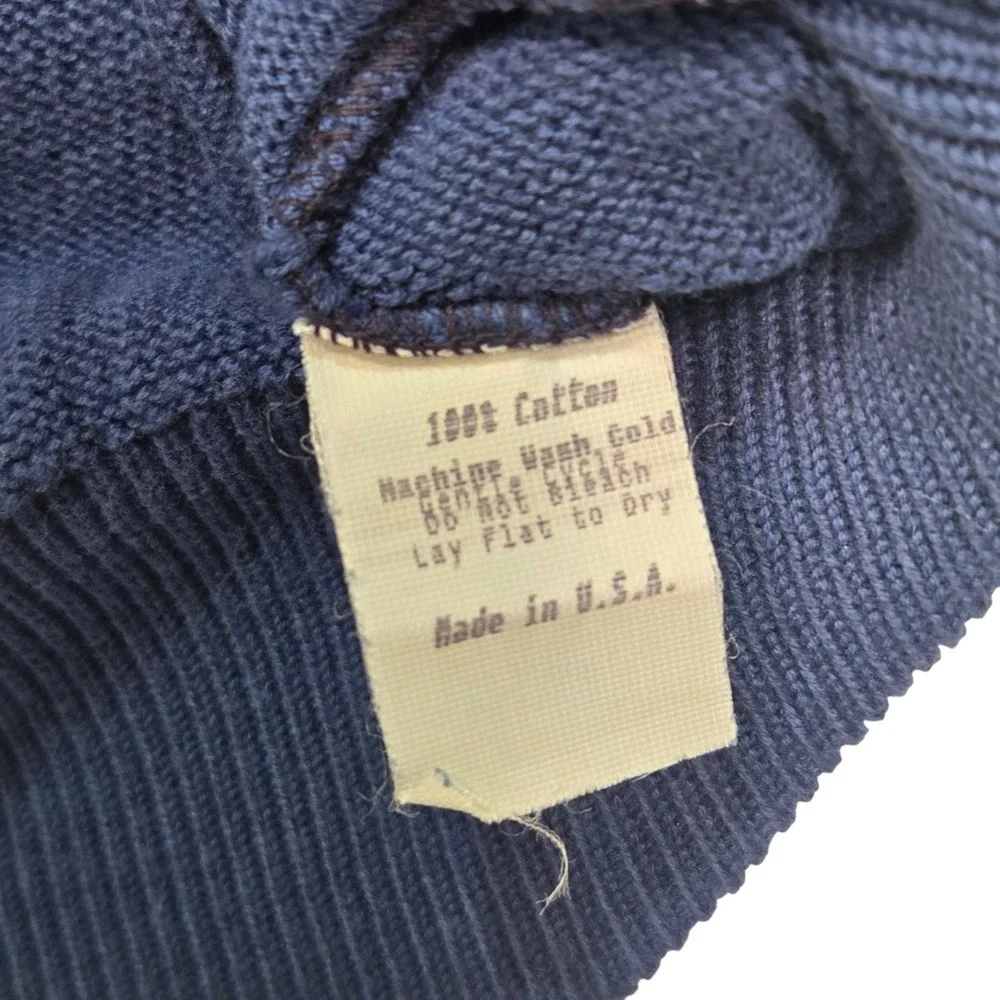 Brooks Brothers Sweater Mens Large Blue V-Neck Cotton Knit Made in USA Pullover